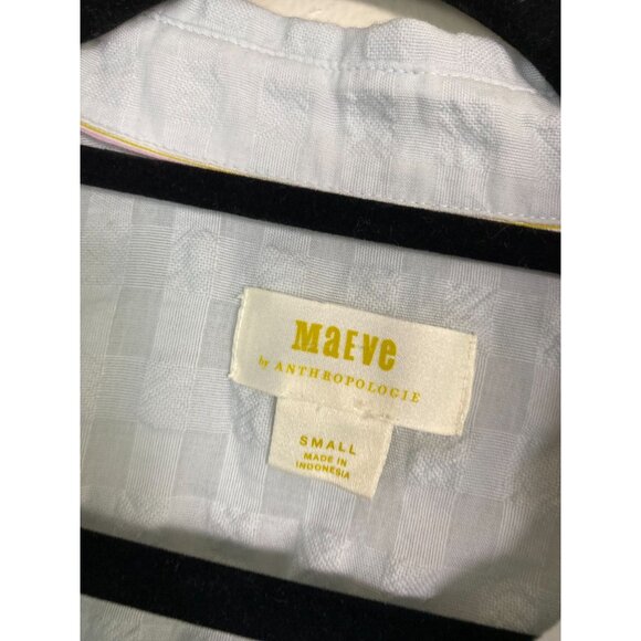 Maeve Anthropologie Gauzy Button Up Tunic Top Women size Small Blue Oversized - Picture 13 of 16